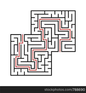 Abstract square maze with entrance and exit. Simple flat vector illustration isolated on white background. With a place for your drawings. With the answer. Abstract square maze with entrance and exit. Simple flat vector illustration isolated on white background. With a place for your drawings. With the answer.