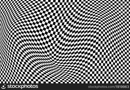 Abstract square pattern black and white op art design decorative swirl template. Wavy design for cover decoration background. illustration vector