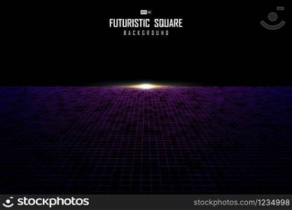 Abstract square pattern design of perspective with flare light template background. Use for poster, artwork, cover, annual, print. illustration vector eps10