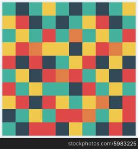 Abstract square pattern in yellow, red, green colors.