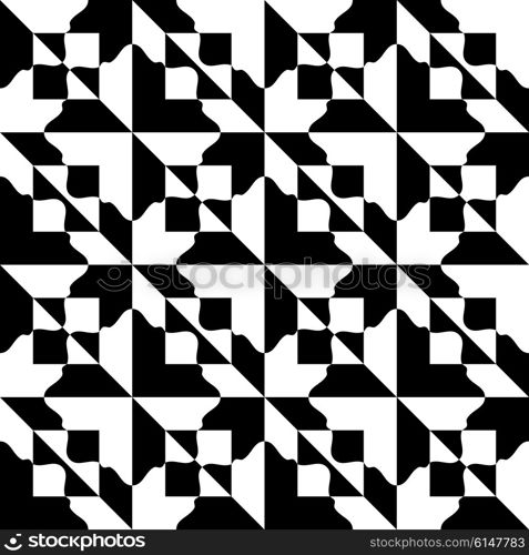 Abstract Square Pattern. Vector Seamless Damask Wallpaper. Regular Monochrome Background