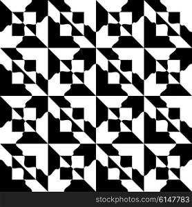 Abstract Square Pattern. Vector Seamless Damask Wallpaper. Regular Monochrome Background