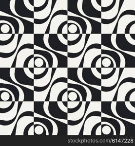 Abstract Square Pattern. Vector Seamless Monochrome Background. Regular Checkered Texture