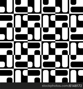 Abstract Square Pattern. Vector Seamless Monochrome Background. Regular Geometric Texture