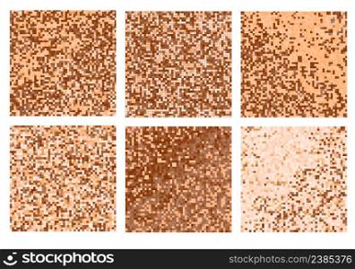 Abstract square pixel mosaic art background set.. Abstract square mosaic