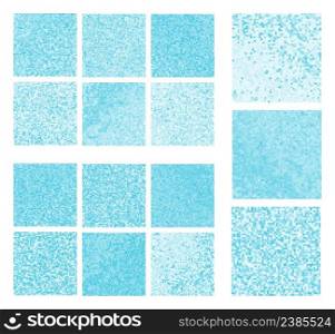 Abstract square pixel mosaic background set. Abstract blue pixel mosaic