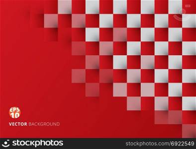 Abstract square red and white geometric pattern background with copy space. Chessboard. Vector illustration
