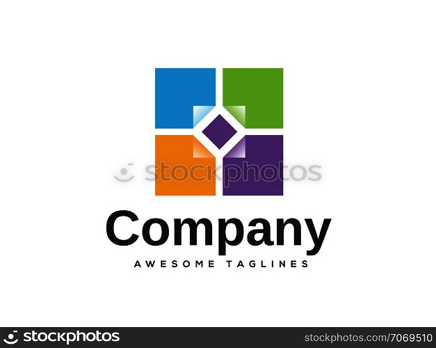 Abstract square technology art logo vector. Corporate identity design element.