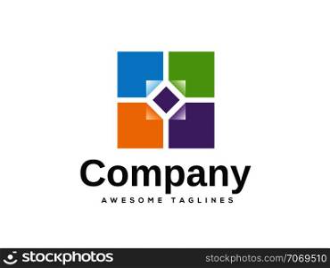 Abstract square technology art logo vector. Corporate identity design element.