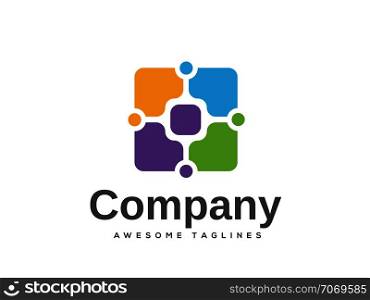 Abstract square technology art logo vector. Corporate identity design element