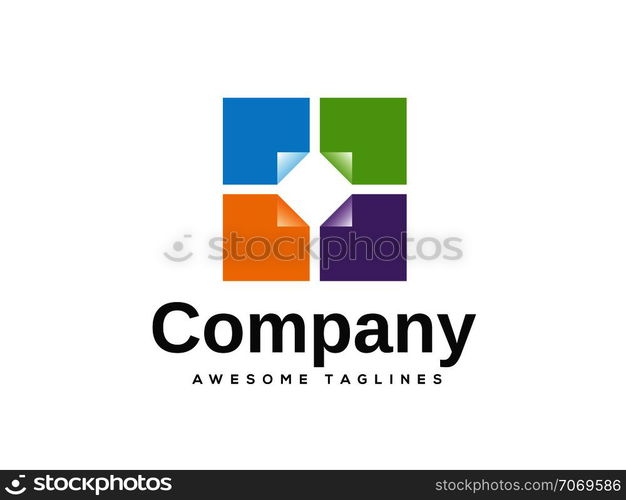 Abstract square technology art logo vector. Corporate identity design element