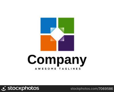 Abstract square technology art logo vector. Corporate identity design element