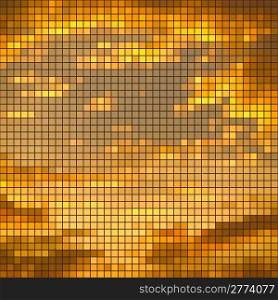 Abstract square tile mosaic golden vector background.