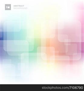 Abstract square transparent overlapping with colorful blurred background. Vector illustration
