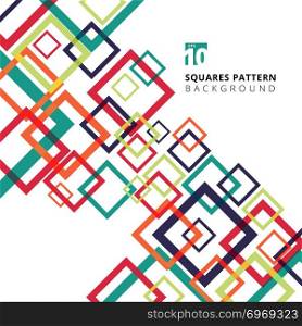 Abstract squares border colorful random composition on white background. Vector illustration