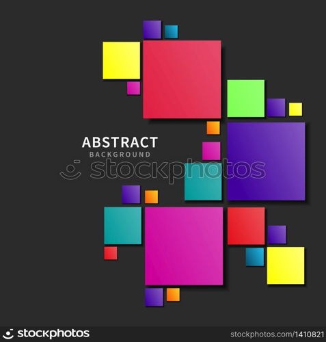 Abstract squares colorful design on dark background. You can use for ad, poster, template, business presentation. Vector illustration