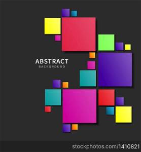 Abstract squares colorful design on dark background. You can use for ad, poster, template, business presentation. Vector illustration