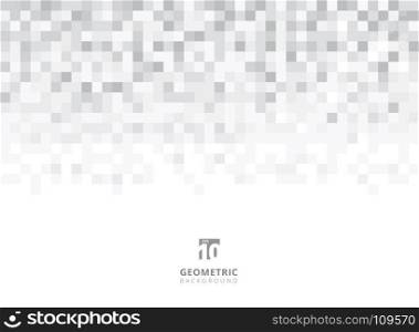 Abstract squares geometric gray and white background with copy space. Pixel, Grid, Mosaic. Vector illustration
