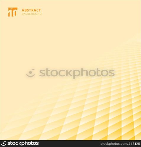 Abstract squares pattern geometric yellow and white color perspective background with copy space. Floor ground grid. Vector illustration.