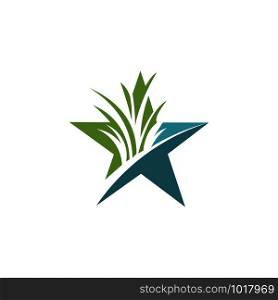 Abstract star and grass logo icon design template elements