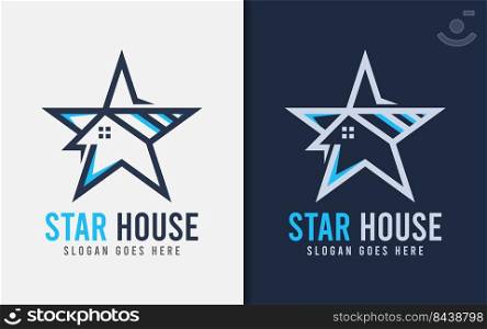 Abstract Star and House Shape Logo Design with Minimalist Modern Style Concept.
