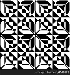 Abstract Star Pattern. Vector Seamless Black and White Background. Regular Checkered Texture