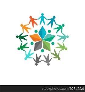 abstract star people vector emblem for education, social community