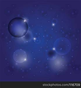 Abstract star wink circle on dark blue background, stock vector