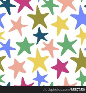 Abstract stars seamless pattern. Vector illustration. Simple background.