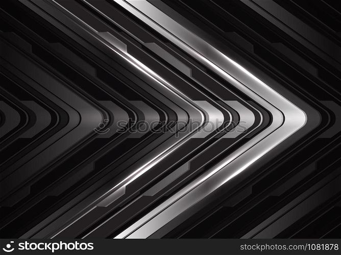 Abstract steel arrow curve cyber direction design modern futuristic technology background vector illustration.