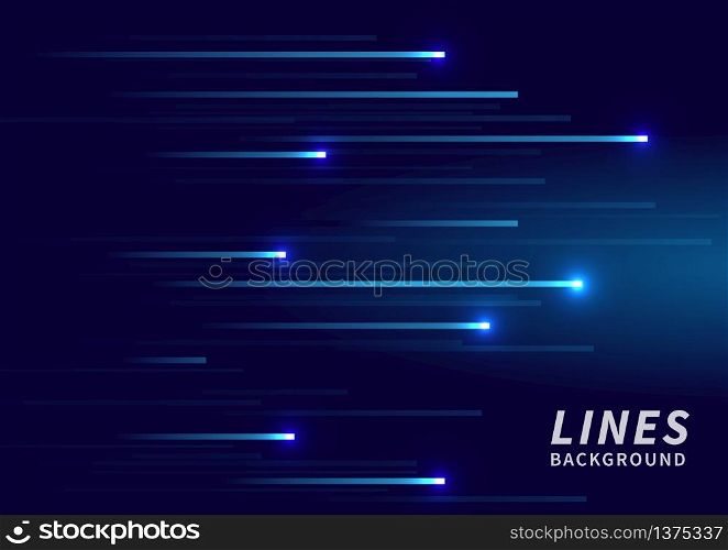 Abstract stripe lines pattern on dark blue background. Technology style. Vector illustration