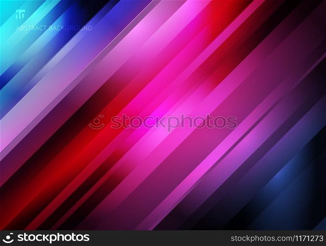 Abstract striped diagonal geometric lines pattern technology on colorful gradients background. Vector illustration