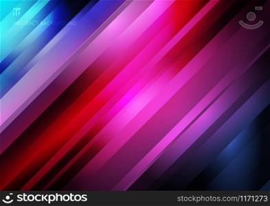 Abstract striped diagonal geometric lines pattern technology on colorful gradients background. Vector illustration
