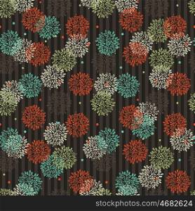 Abstract Striped Floral Orange Green Blue And Brown Pattern