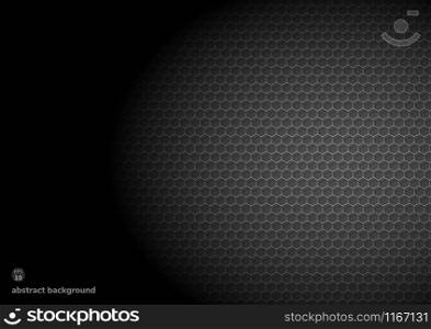 Abstract striped hexagon pattern on dark background.