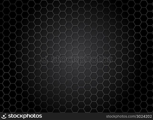 Abstract striped hexagon pattern on dark background. Metal texture. Vector illustration
