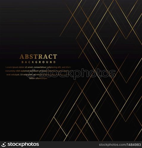 Abstract striped lines gold color on black background. Luxury style. You can use for ad, poster, template, business presentation. Vector illustration
