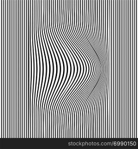 Abstract striped lines pattern wave convex design black and white background. Vector illustration
