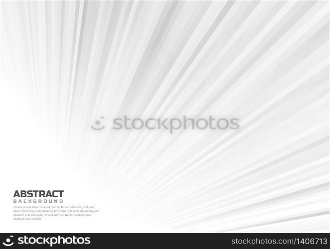 Abstract striped lines white and grey perspective on white background. You can use for ad, poster, template, business presentation. Vector illustration