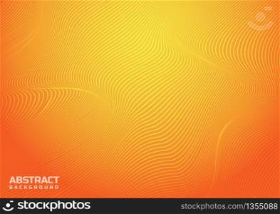 Abstract striped orange and yellow curved line stripe wave background. Vector illustration