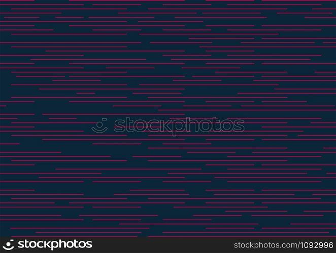 Abstract striped speed pink lines horizontal pattern minimal design stripe on dark blue background. Vector illustration