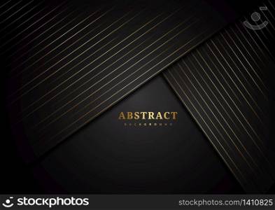 Abstract stripes golden lines diagonal overlap on black background. Luxury stryle. Vector illustration