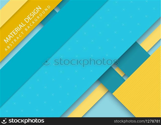 Abstract stripped background - material design style - blue and yellow version