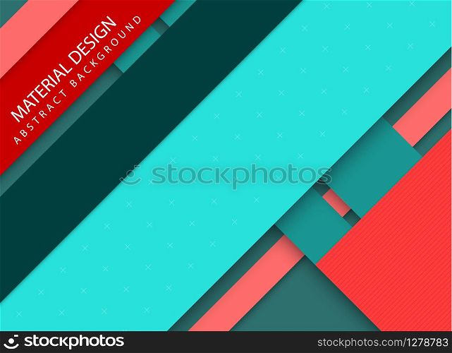 Abstract stripped background - material design style - red and teal version