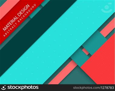 Abstract stripped background - material design style - red and teal version