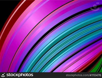 Abstract stripped background with flowing rainbow like pattern in pink and red