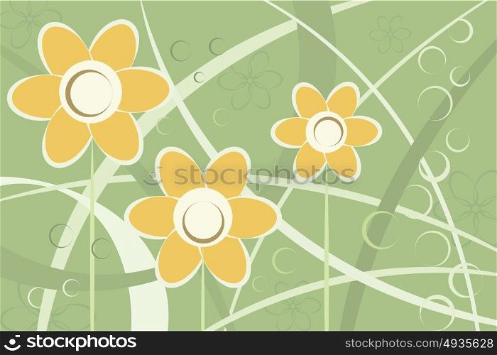 Abstract stylized daisy flowers background vector image.