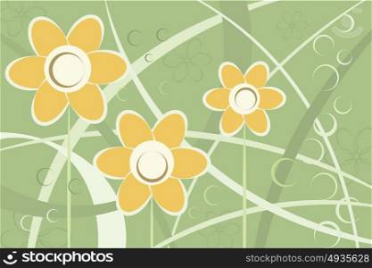 Abstract stylized daisy flowers background vector image.