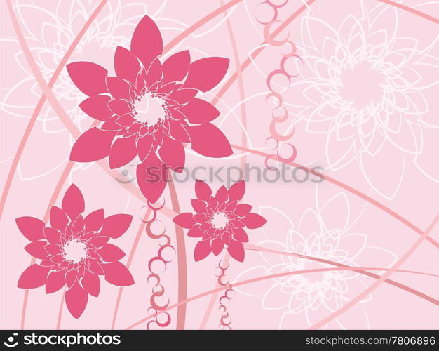 Abstract Stylized pink flowers background vector illustration.