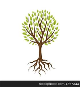 Abstract stylized tree with roots and leaves. Natural illustration. Abstract stylized tree with roots and leaves. Natural illustration.